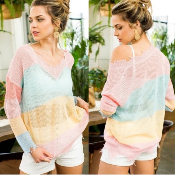 ❗️LAST Rainbow Color-block Lightweight Sweater - Picture 2 of 5